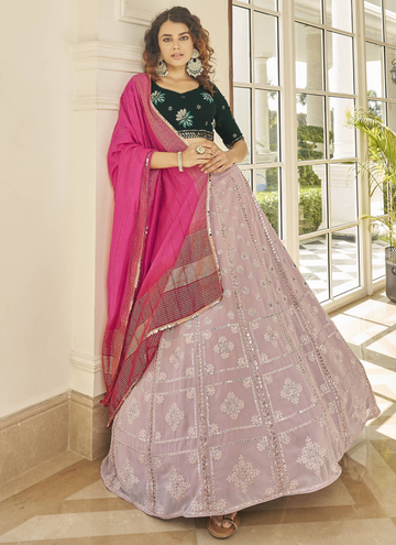 Designer Dusty Pink Georgette Lehenga For Wedding Party